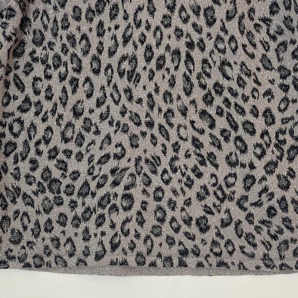 Vintage Kathie Lee Leopard Sleeveless Top Sz S Sweater Tank Gray Black Metallic - Picture 5 of 7